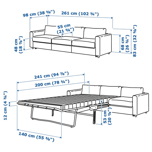 Illustratsioon toote mõõtudega: VIMLE.