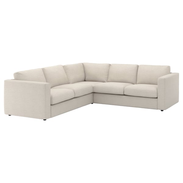 Ikea VIMLE kreemjas sektsioondiivan, plüüs, l-kujuline, puhtad jooned, modulaarne disain.
