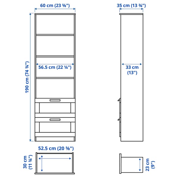 BRIMNES Стеллаж, белый, 60x190 см