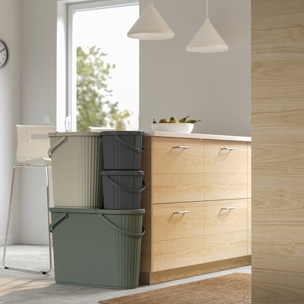 DAMMÄNG Контейнер с крышкой, темно-серый, 8 л