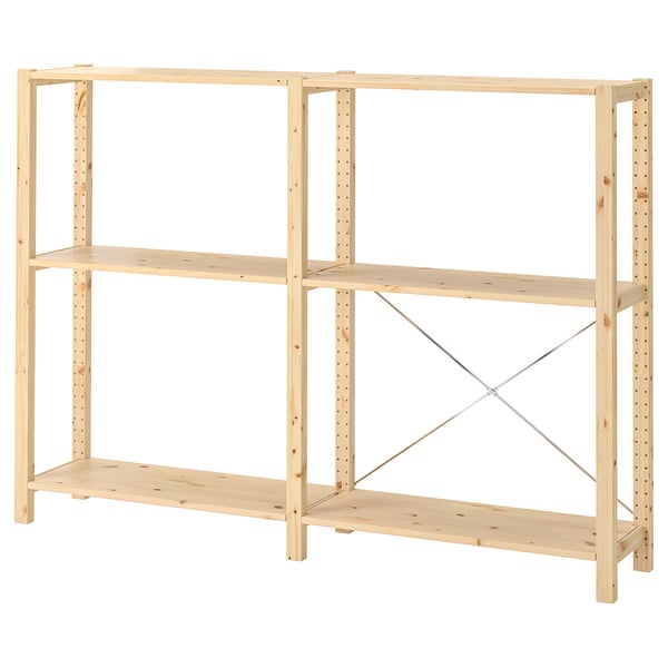 IVAR 2 секции/полки, сосна, 174x30x124 см