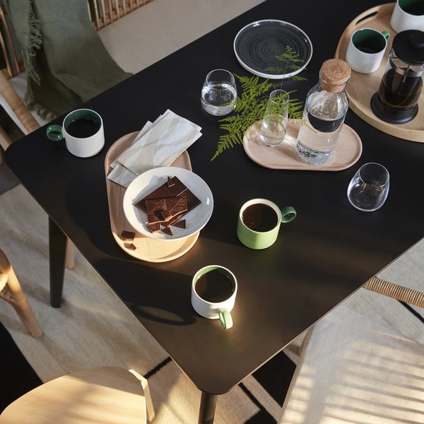 LISABO Стол, чёрный/ясеневый шпон, 140x78 см