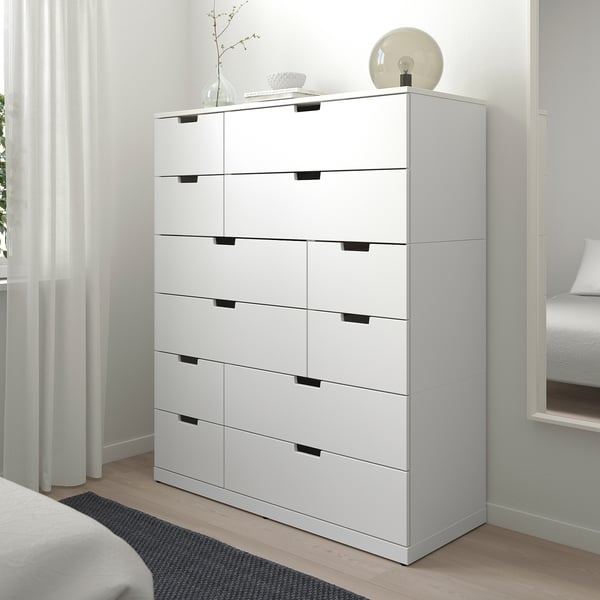 NORDLI Комод с 12 ящиками, белый, 120x145 см