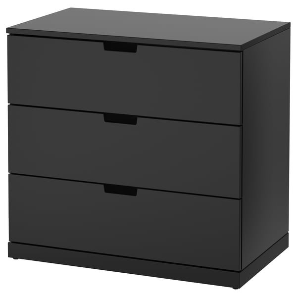 NORDLI Комод с 3 ящиками, антрацит, 80x76 см
