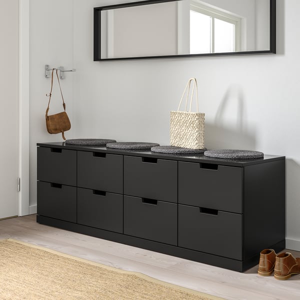 NORDLI Комод с 8 ящиками, антрацит, 160x54 см