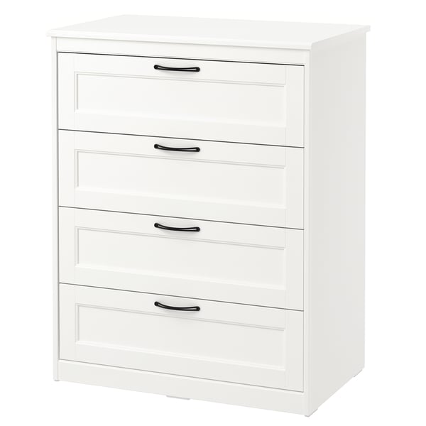 SONGESAND Комод с 4 ящиками, белый, 82x104 см