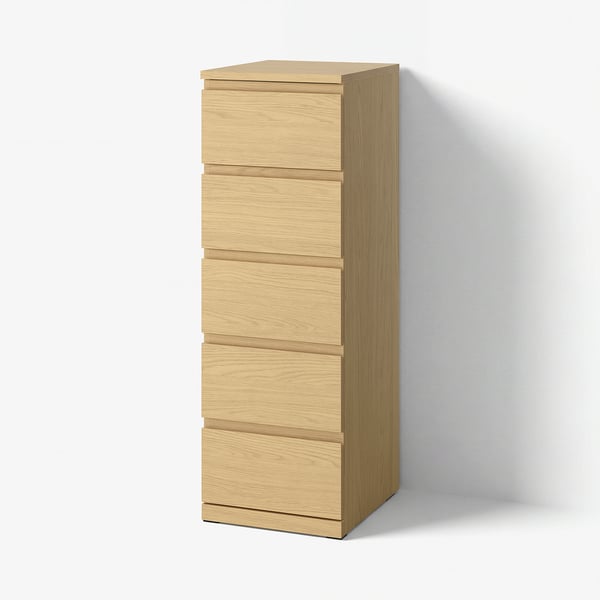 STORKLINTA Комод с 5 ящиками, под дуб, 40x50x120 см