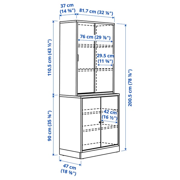 TONSTAD Комбинация для хран с раздв дверц, дубовый шпон, 82x47x201 см