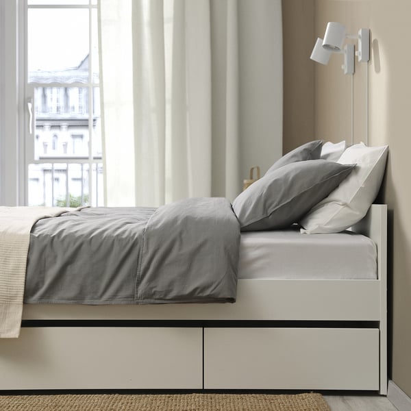 VIHALS Каркас кровати с 4 ящиками, белый, 160x200 см