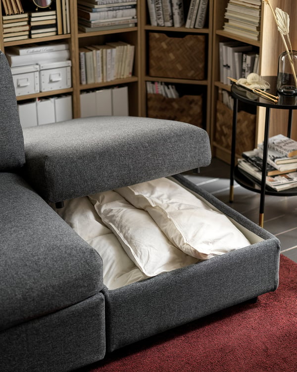 VIMLE Табурет для ног с ящ д/хрн, Gunnared классический серый