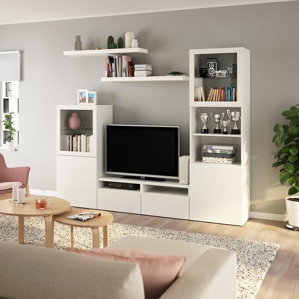 BESTÅ / LACK مجموعة تخزين تلفزيون, أبيض, 240x42x193 سم