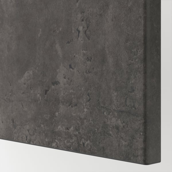 BESTÅ تشكيلة تخزين مع أبواب, أسود-بني Kallviken/Stubbarp/رمادي غامق مظهر الخرسانة, 120x42x74 سم