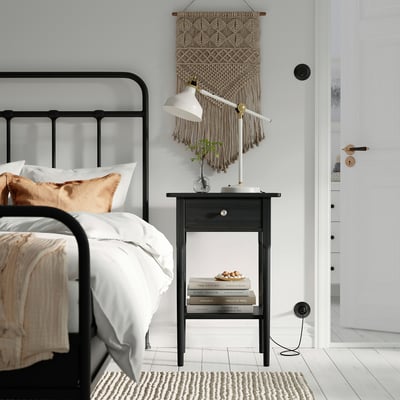 BLÄSTÅSEN طاولة سرير جانبية, أسود, ‎50x37x76 سم‏