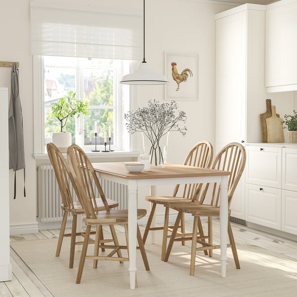 DANDERYD / SKOGSTA طاولة و 4 كراسي, قشرة سنديان أبيض/سنط, 130 سم