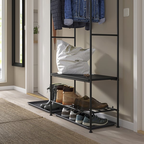 GRÅFJÄLLET حامل ملابس مع تخزين للأحذية, فحمي, 90x36x175 سم
