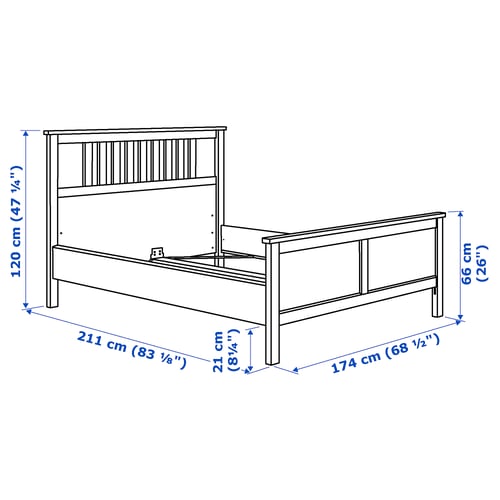 HEMNES هيكل سرير, رمادي مصبوغ, 160x200 سم