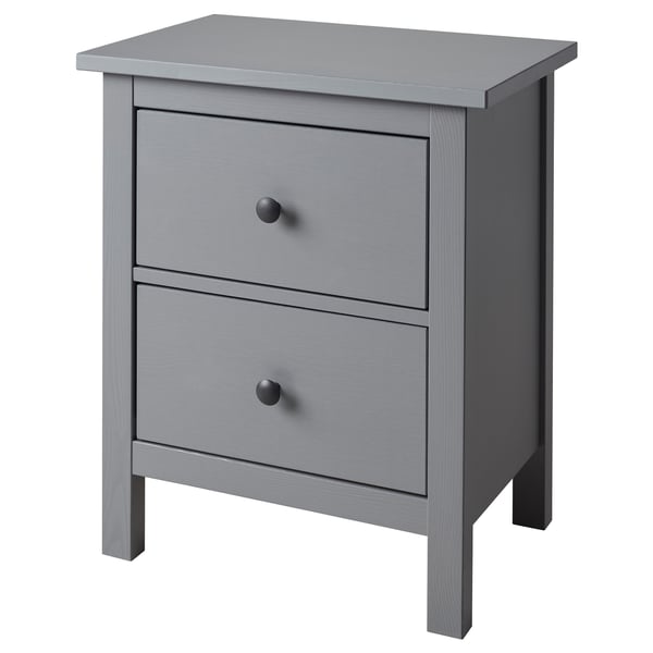 HEMNES وحدة تخزين بـدرجين, رمادي مصبوغ, 54x66 سم