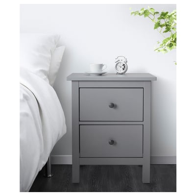 HEMNES وحدة تخزين بـدرجين, رمادي مصبوغ, 54x66 سم