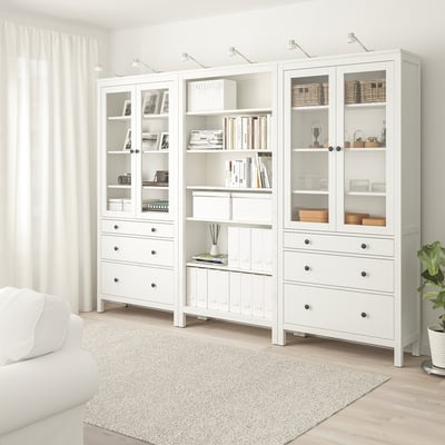 HEMNES تشكيلة تخزين مع أبواب/ أدراج, أبيض, 270x197 سم