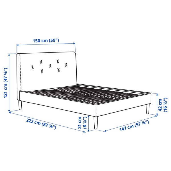 IDANÄS هيكل سرير بتنجيد, Naggen بيج, 140x200 سم