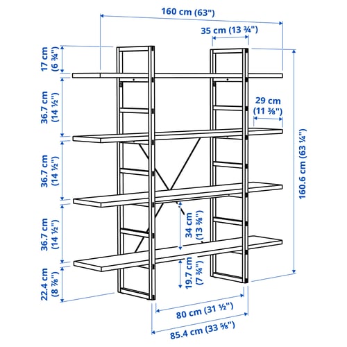 IKEA PS 2026 وحدة رفوف, صنوبر, 160x35x161 سم