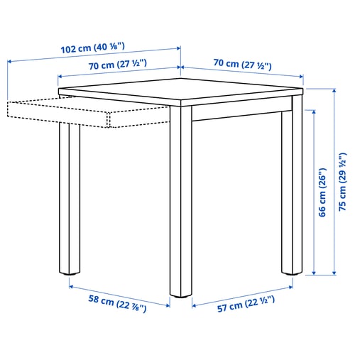 IKEA PS 2026 طاولة بدرج, صنوبر طلاء شفاف, 70x70 سم