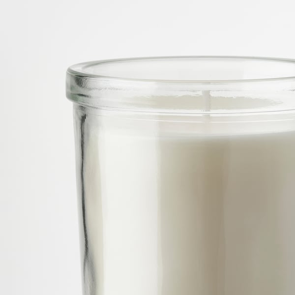 JÄMLIK شمعة معطرة في كأس, فانيلا/بيج فاتح, 40 س