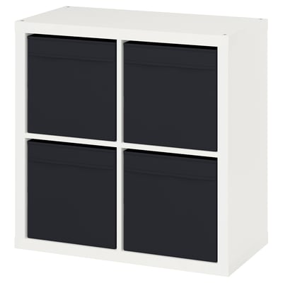 KALLAX وحدة رفوف, أبيض/Dröna أسود, 77x39x77 سم