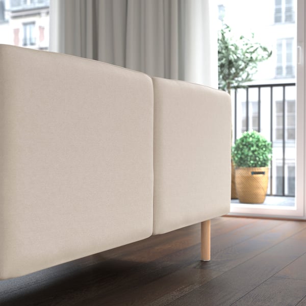 LILLEHEM وحدة كنب 4 مقاعد مع طاولة جانبية, Vissle بيج/خشب