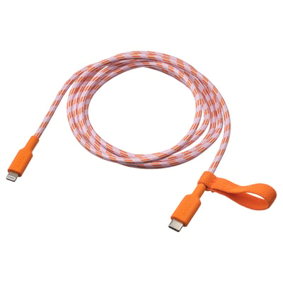 LILLHULT سلك USB-C إلى lightning, orange/pink, 1.5 م