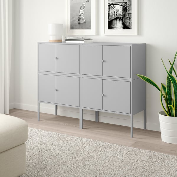 LIXHULT تشكيلة خزانات, رمادي, 120x35x92 سم