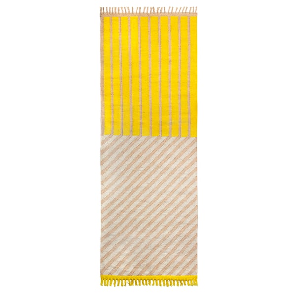 MÄVINN سجادة، غزل مسطح, أصفر/نقش خطوط, 70x200 سم