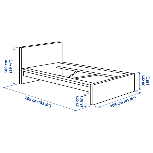 MALM هيكل سرير، عالي, أبيض, 90x200 سم