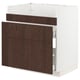 METOD / MAXIMERA خزانة قاعدة لحوض HAVSEN /3 واجهات, أبيض/Sinarp بني, ‎80x60 سم‏