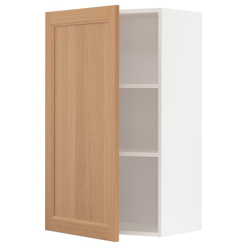 METOD خزانة حائط مع أرفف, أبيض/Vedhamn سنديان, 60x100 سم