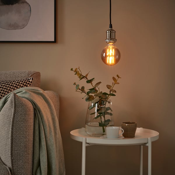 MOLNART لمبة LED E27 150 lumen, كروي زجاج رمادي شفاف, 95 مم