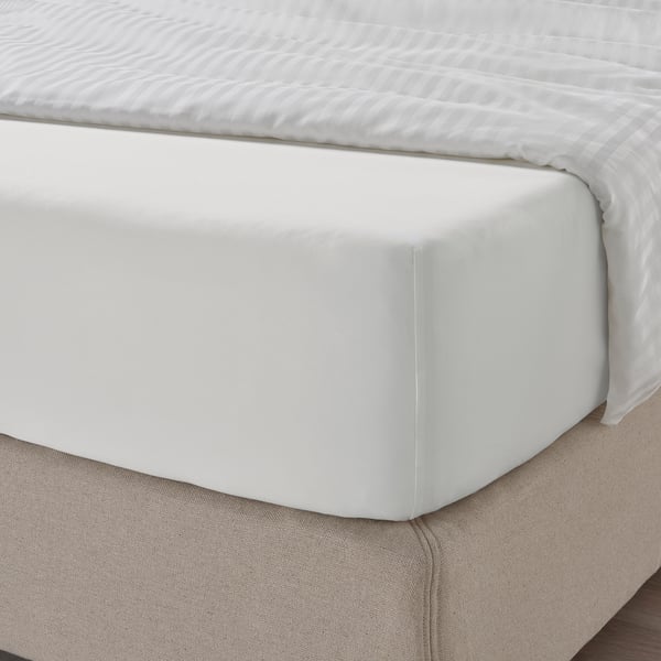 NATTJASMIN شرشف بمطاط, أبيض, 140x200 سم