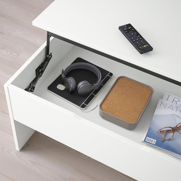 ÖSTAVALL طاولة قهوة قابلة للتعديل, أبيض, 90 سم