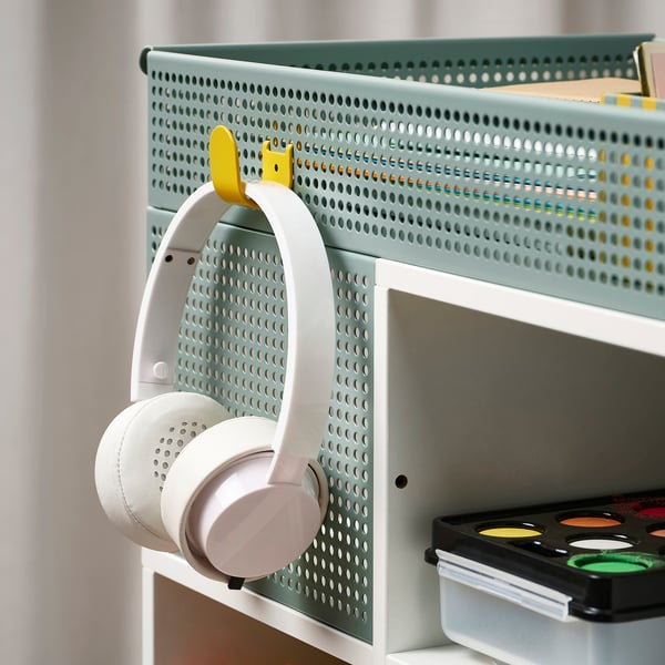 ÖVNING عربة, أبيض/رمادي-أخضر, 54x33 سم
