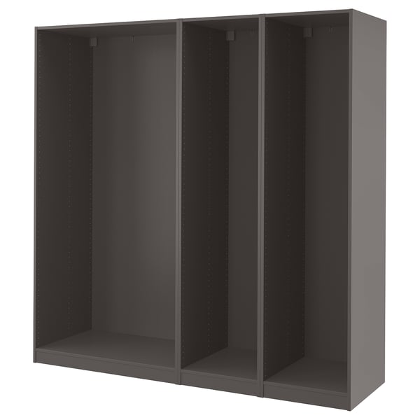 PAX 3 هياكل دولاب ملابس, رمادي غامق, 200x58x201 سم