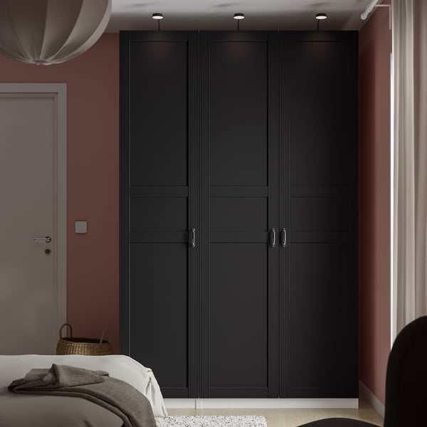 PAX / FLISBERGET تشكيلة دولاب ملابس., أبيض/فحمي, 150x60x236 سم