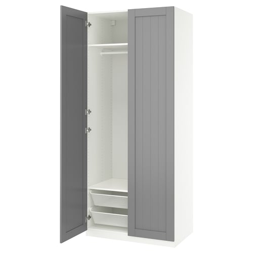 PAX / GULLABERG تشكيلة دولاب ملابس., أبيض/رمادي, 100x60x236 سم