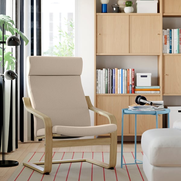 POÄNG كرسي بذراعين, قشرة بتولا/Kelinge بيج