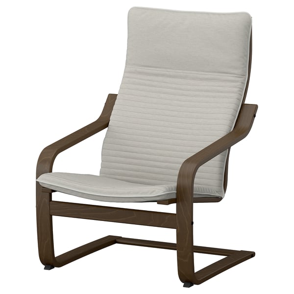 POÄNG كرسي بذراعين, شكل خشب الجوز/Knisa بيج فاتح