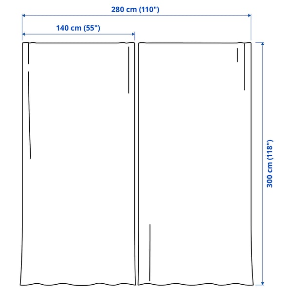SANELA زوج ستائر, رمادي غامق/مع شريط ستارة, 140x300 سم