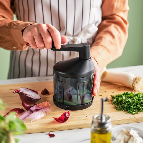 STENSNULTRA مفرمة خضروات, أسود رمادي- تركواز/شفّاف