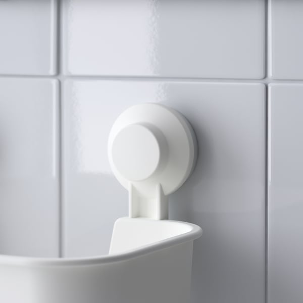 TISKEN حاوية مع لاصقات مطاطية, أبيض