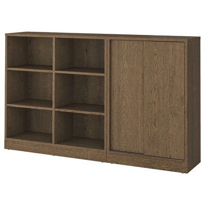 TONSTAD تشكيلة تخزين, بني قشرة سنديان مصبوغ, ‎202x37x120 سم‏