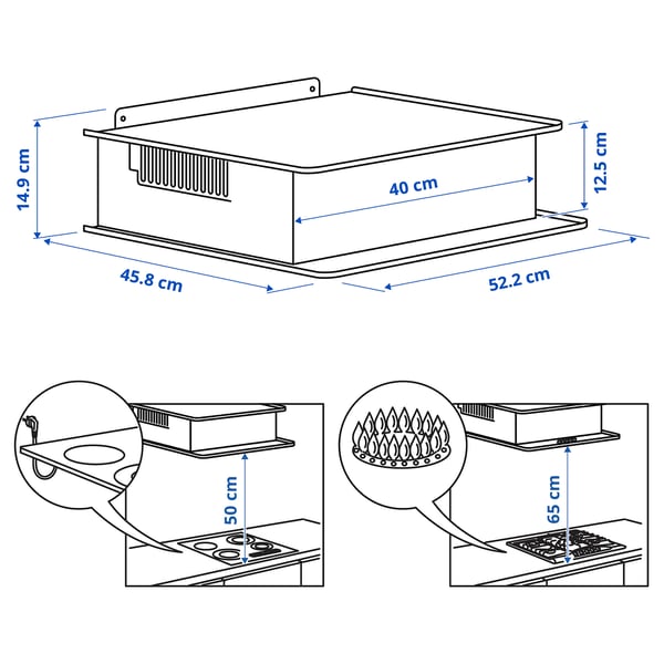 VIGGBO شفاط روائح حائطي, IKEA 300 أسود, 52 سم