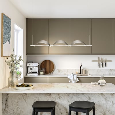 BACKSTÖRN LED pendant lamp, dimmable/matt aluminium, 108 cm